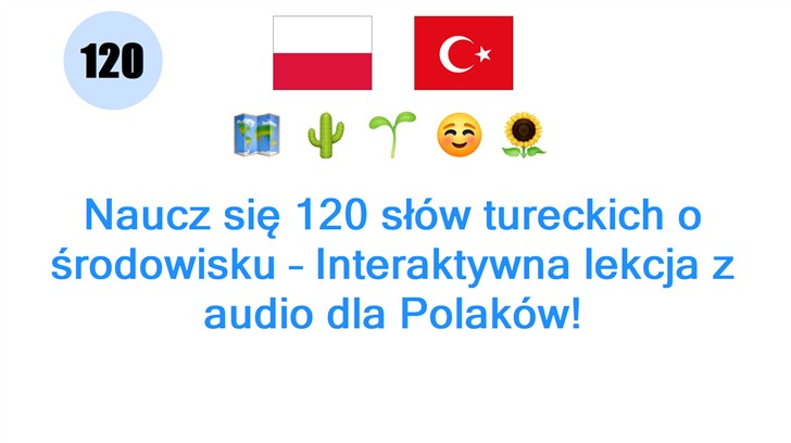 Naucz się 120 słów tureckich o środowisku – Interaktywna lekcja z audio dla Polaków!